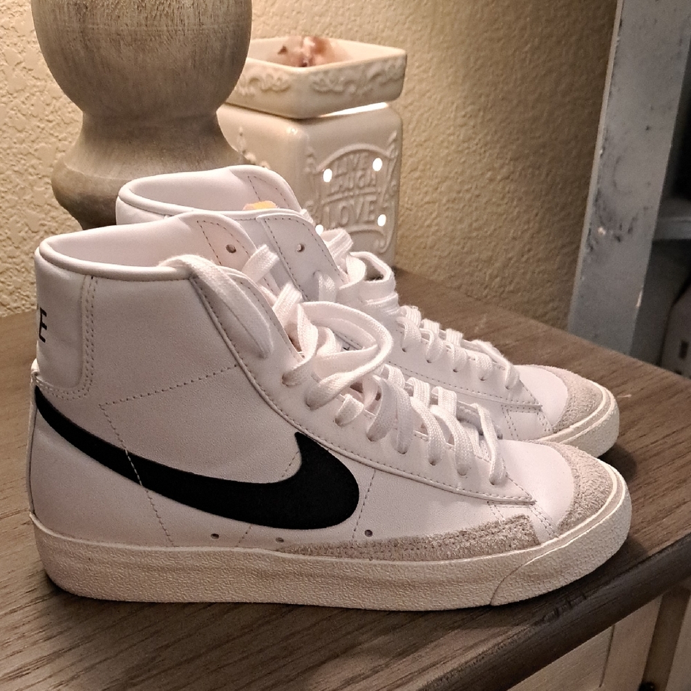 Nike White and Black High-Top Sneakers